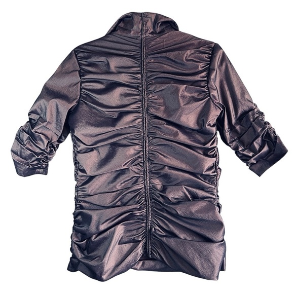 TADASHI SHOJI Purple Front Wrap Zip Back Elegant Evening Blouse Size 10 - Picture 2 of 9